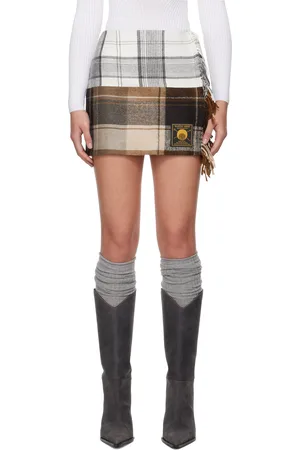 Marine Serre Minijupe multicolore en écharpes suprarecyclées à motif tartan et à logo Regenerated
