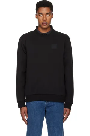 HUGO BOSS Pull molletonné noir en tricot interlock désaiguillé
