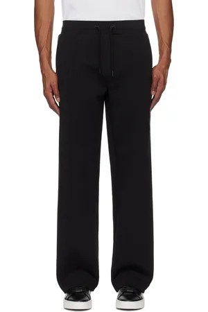 HUGO BOSS Pantalon de survêtement noir en tricot interlock désaiguillé de coton