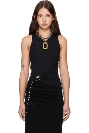 Paco rabanne Débardeur noir à ferrure de style perçage emblématique