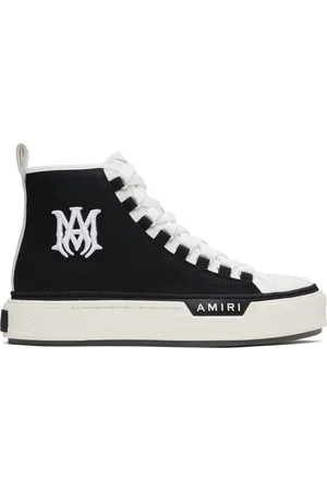 AMIRI Baskets de court montantes noir et blanc à monogramme