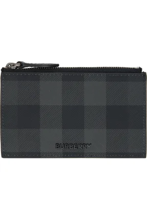Burberry Porte-carte noir et gris à carreaux