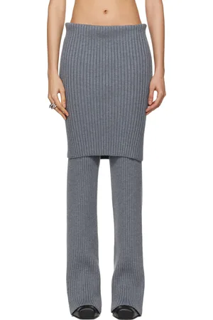 ALAINPAUL Pantalon de détente Warm-Up gris en tricot côtelé