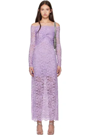 Paco rabanne Robe longue mauve en dentelle