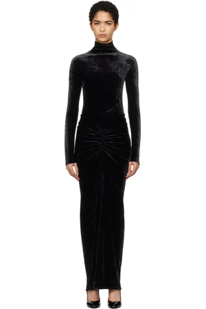 Alaïa Robe longue drapée noire