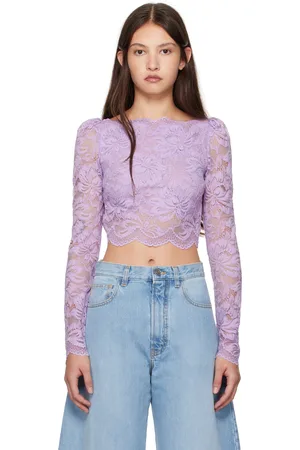 Paco rabanne Chemisier écourté mauve à manches longues