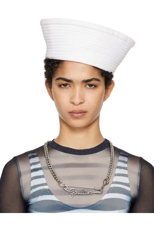 Jean Paul Gaultier Chapeau bob de style marin blanc à rebord large