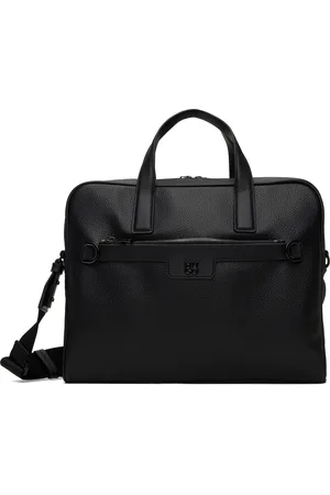 HUGO BOSS Porte-document noir en cuir synthétique grainé à logo étagé