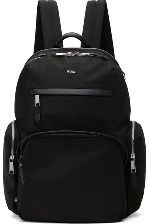 HUGO BOSS Sac à dos noir à garnitures en cuir et à glissières bidirectionnelles
