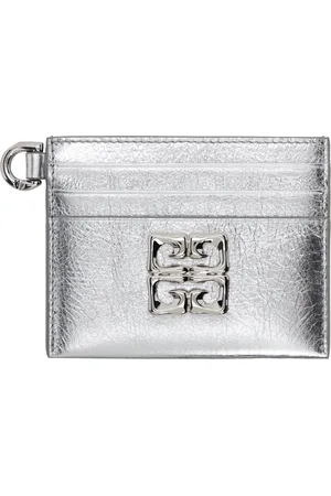 Givenchy Porte-carte argenté à ferrure à logo 4G Liquid