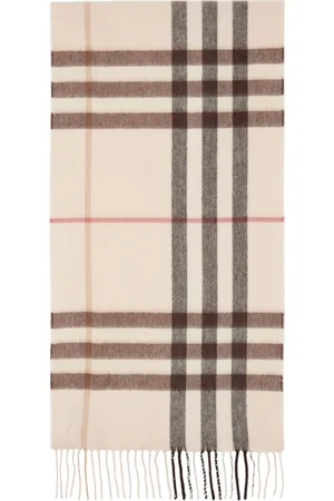 Burberry Écharpe beige en cachemire à carreaux
