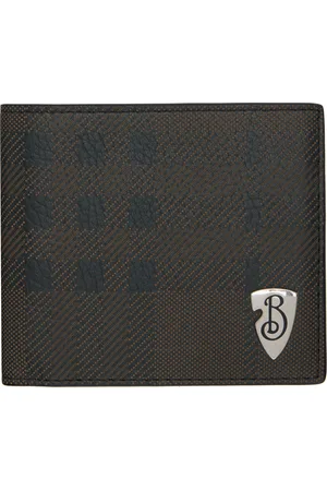 Burberry Portefeuille brun à deux volets et à ferrure de bouclier à logo B