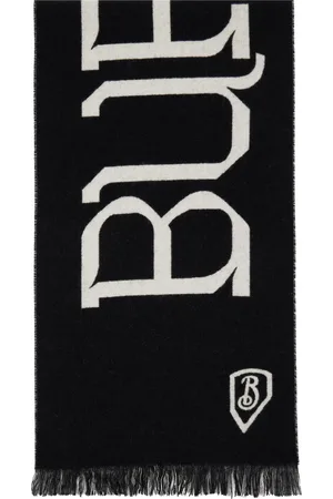 Burberry Écharpe noir et gris en laine à logos