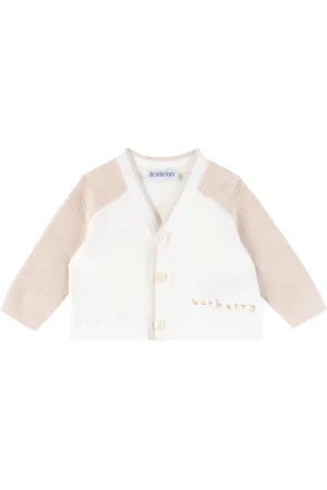 Burberry Bébé | Cardigan blanc et beige à logo brodé