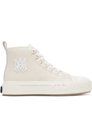 AMIRI Baskets de court montantes blanc cassé à monogramme