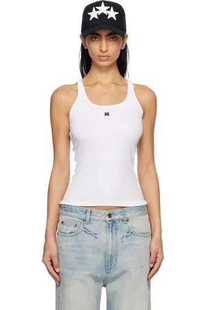 AMIRI Débardeur blanc en jersey côtelé à monogramme - Core