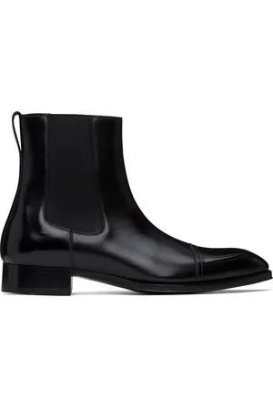 Tom Ford Bottes chelsea Edgar noires en cuir poli au brunissoir