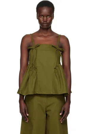 Cecilie Bahnsen Débardeur Akira vert en denim