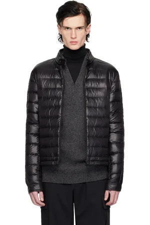 Moncler Blouson motard Jacobus noir rembourré en duvet