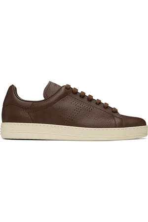 Tom Ford Baskets Warwick brunes en cuir grainé
