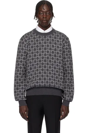 Givenchy Pull gris à monogrammes 72 en tricot jacquard