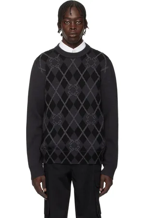 Givenchy Pull noir à motif argyle et à monogrammes 72