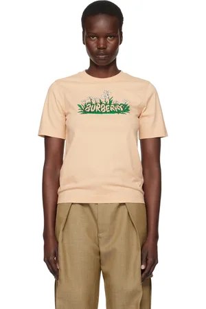 Burberry T-shirt beige en coton à image de marguerites à logo