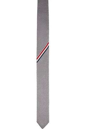 Thom Browne Cravate grise en tricot double face de soie