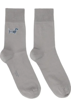 Thom Browne Chaussettes grises en coton à logo Hector modifié