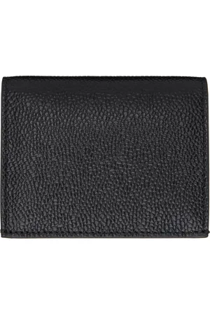 Thom Browne Porte-carte noir en cuir grainé à deux volets
