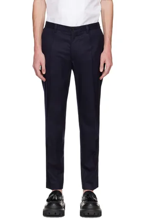Dolce & Gabbana Pantalon façon costume bleu marine en flanelle