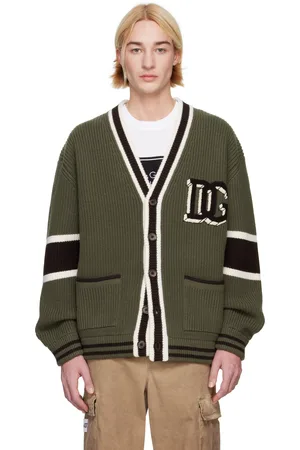 Dolce & Gabbana Cardigan kaki en tricot anglais de laine