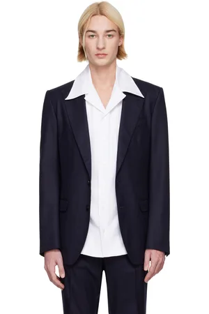 Dolce & Gabbana Veston Taormina-Fit bleu marine en flanelle à simple boutonnage