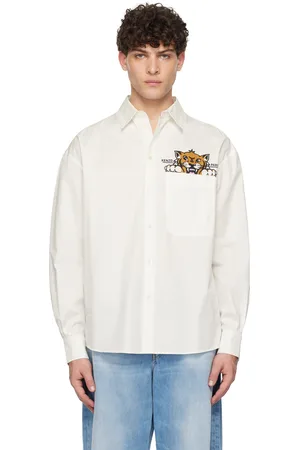 Kenzo Chemise décontractée blanche à poche et à tigres