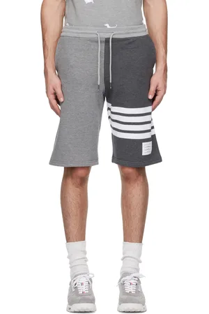 Thom Browne Short de survêtement gris en jersey bouclette à quatre rayures