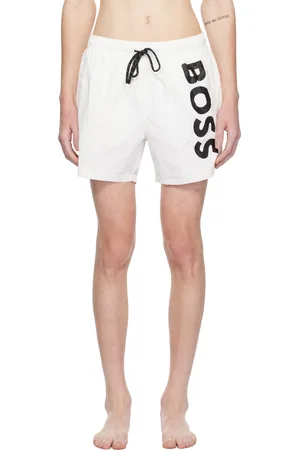HUGO BOSS Maillot de bain blanc à logo imprimé
