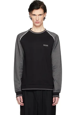 HUGO BOSS Pull molletonné noir à manches raglan