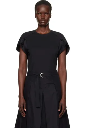 3.1 Phillip Lim T-shirt noir à panneaux et à manches étagées drapées