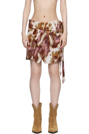 Isabel Marant Minijupe Bernice blanc cassé et brun clair