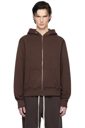 Les Tien Pull à capuche épais brun à glissière