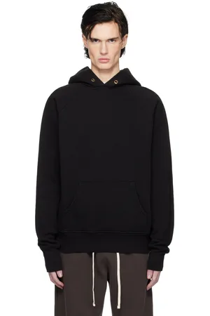 Les Tien Pull à capuche épais noir à manches raglan