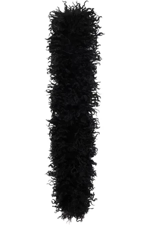 Anna Sui Écharpe longue noire en fourrure synthétique ondulée