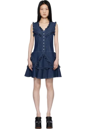 Anna Sui Robe midi bleu marine en à volants