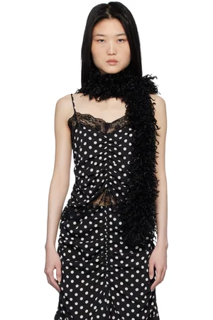 Anna Sui Camisole noire à pois et à garnitures en dentelle