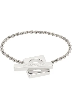TOM WOOD Bracelet-chainette cordelette argenté à fermoir carré