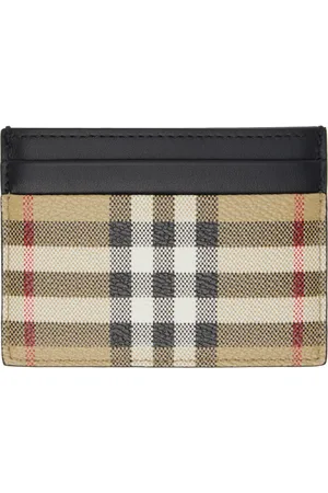 Burberry Porte-carte beige à carreaux