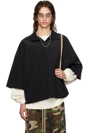FEAR OF GOD Polo noir à écussons à logo