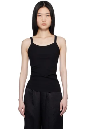 Filippa K Débardeur noir en tricot côtelé léger - Core