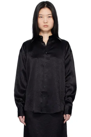 Filippa K Chemise noire en satin froissé