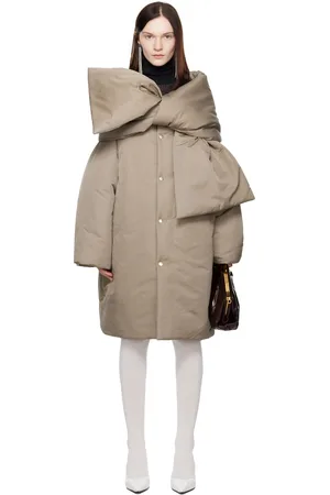 Marie Adam-Leenaerdt Blouson matelassé gris à écharpe